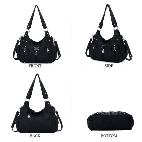 Washed Faux Leather Crossbody Hobo Tote – Lightweight Travel Purse - Picture 5 of 7